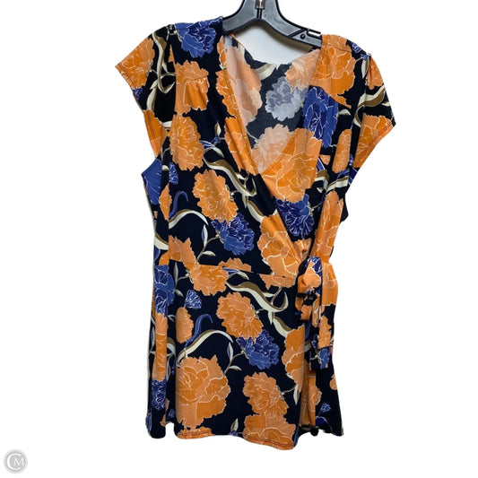 Top Short Sleeve By Prescott New York In Blue & Orange, Size: 1x