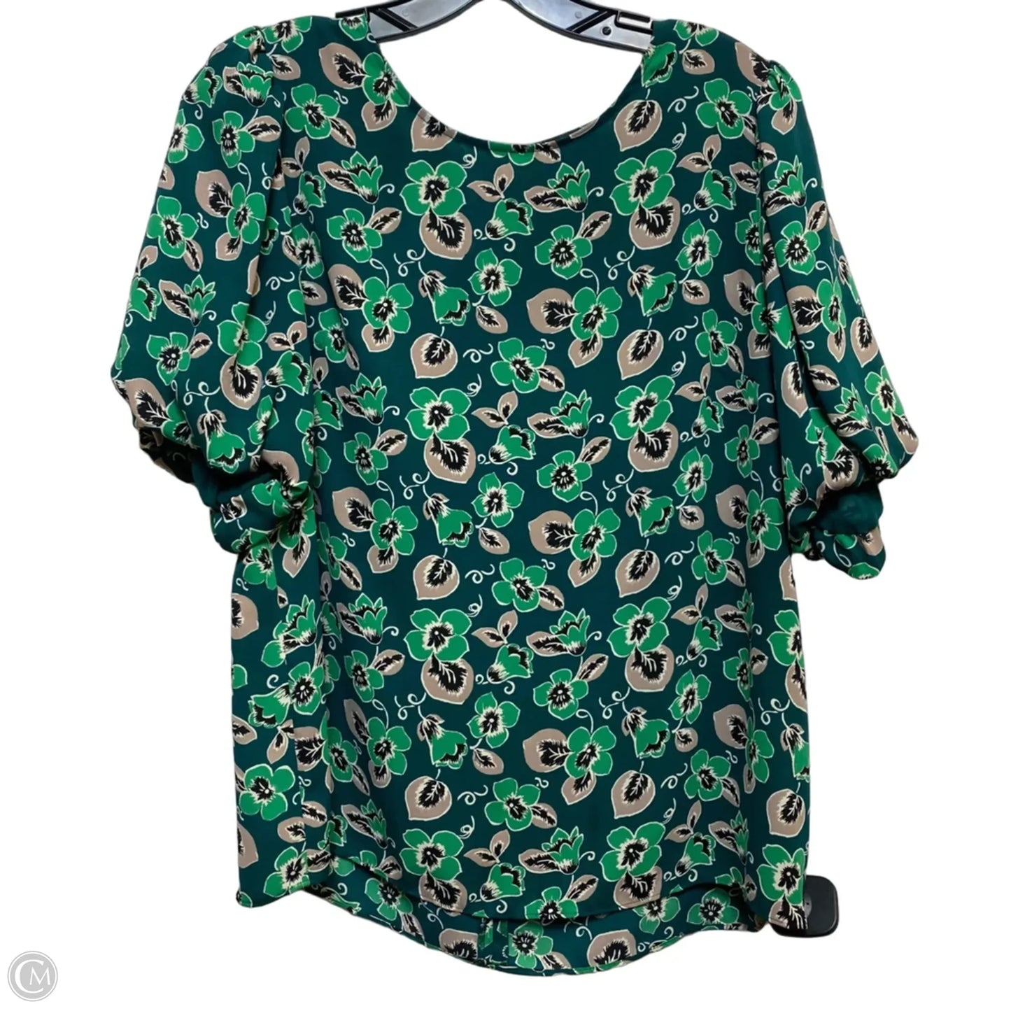 Blouse Short Sleeve By Ann Taylor In Green, Size: M