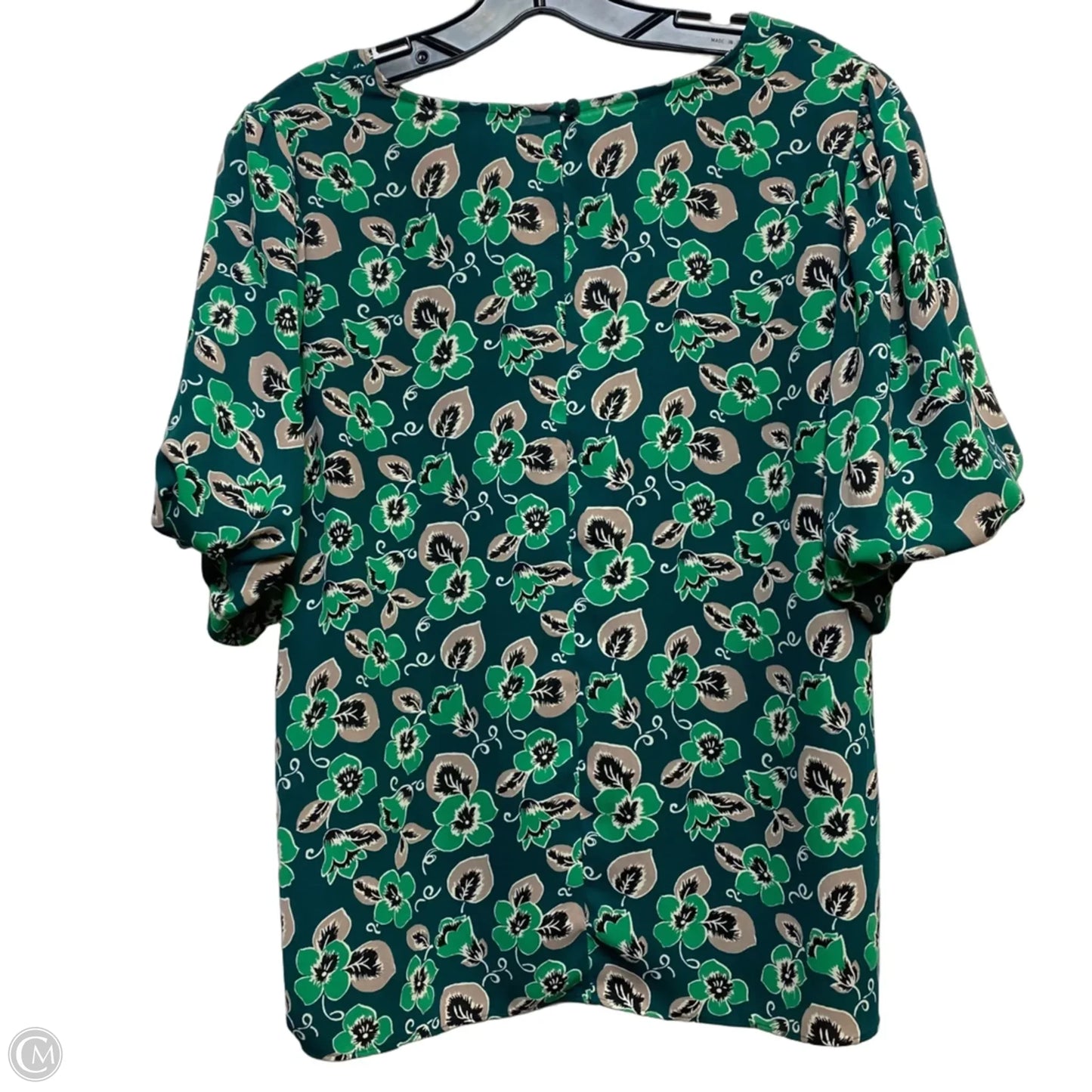 Blouse Short Sleeve By Ann Taylor In Green, Size: M