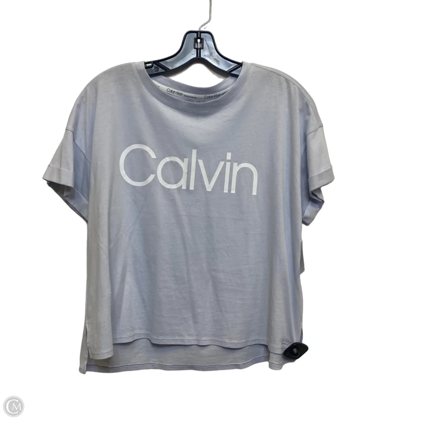 Athletic Top Short Sleeve By Calvin Klein Performance In Blue, Size: L