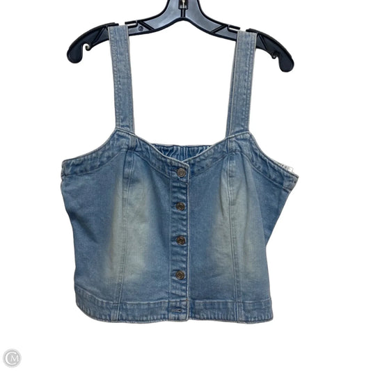 Top Sleeveless By Gap In Blue Denim, Size: L