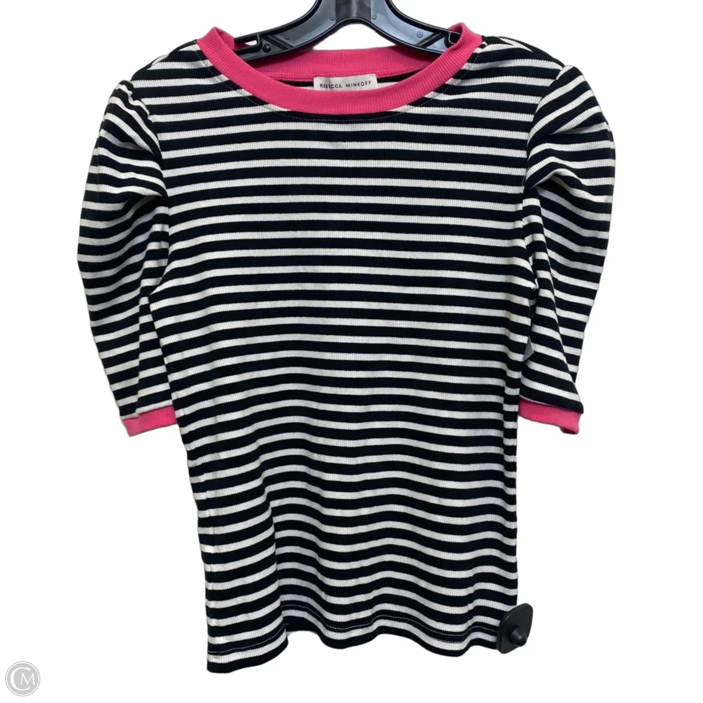 Top Short Sleeve Designer By Rebecca Minkoff In Black & White, Size: S