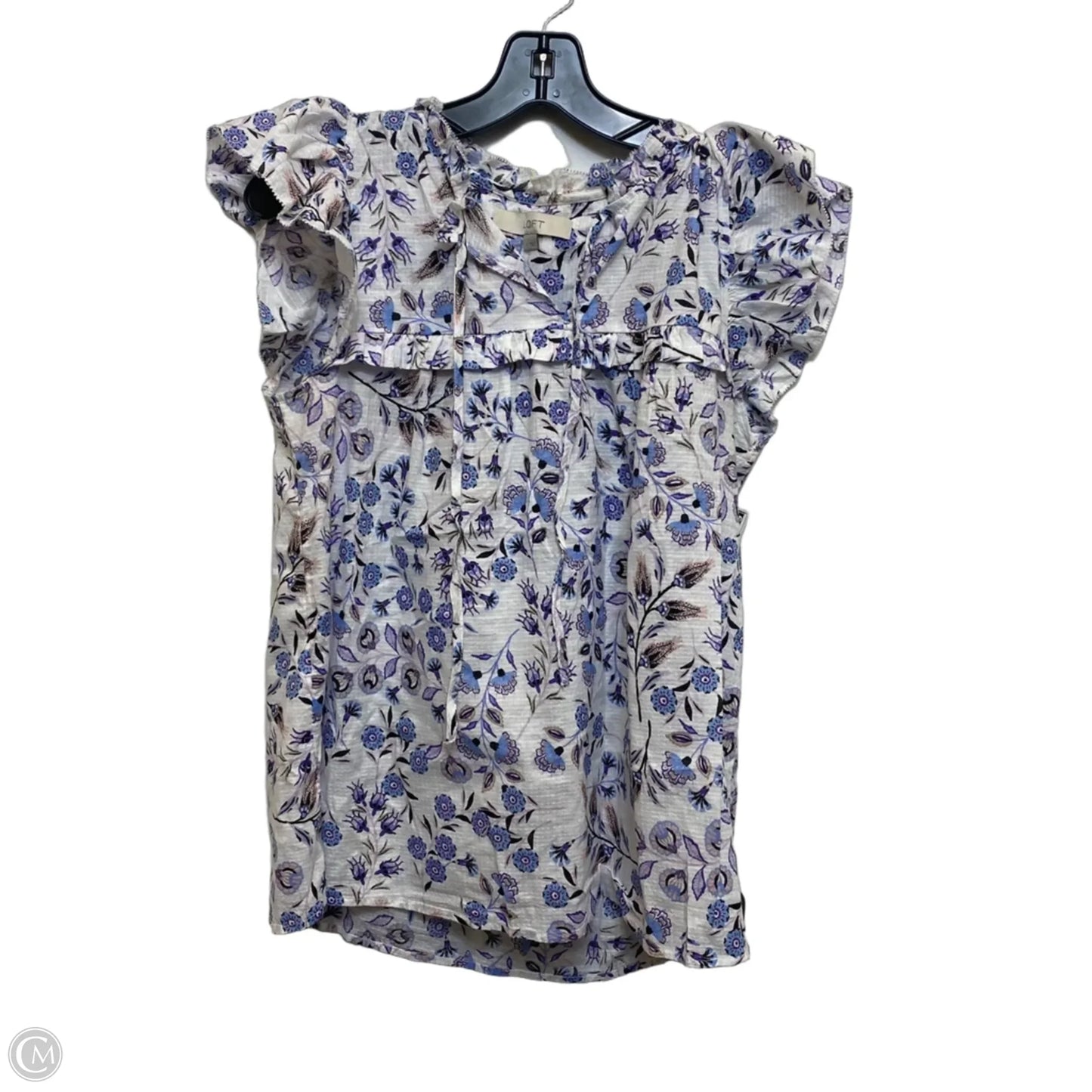 Top Sleeveless By Loft In Blue & White, Size: S