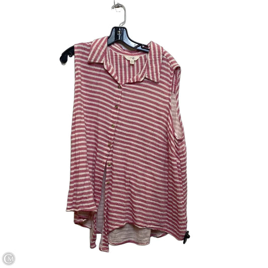 Top Sleeveless By Terra & Sky In Cream & Pink, Size: 1x