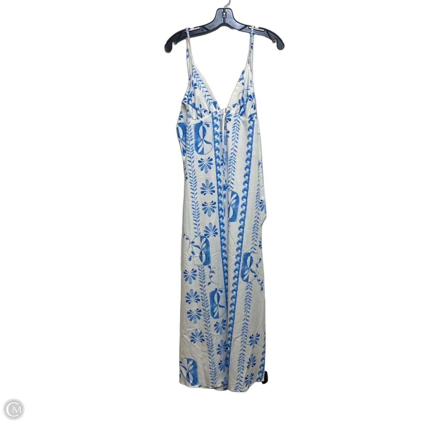 Dress Casual Midi By Cmf In Blue & White, Size: S