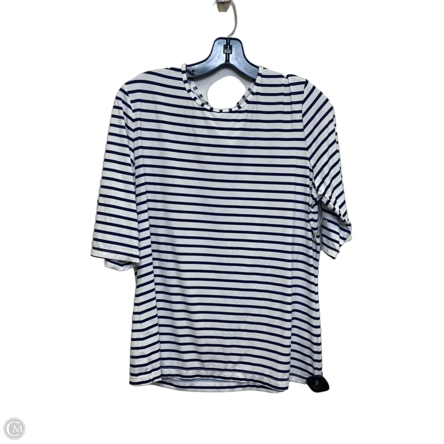 Top Short Sleeve By Lands End In Blue & White, Size: L