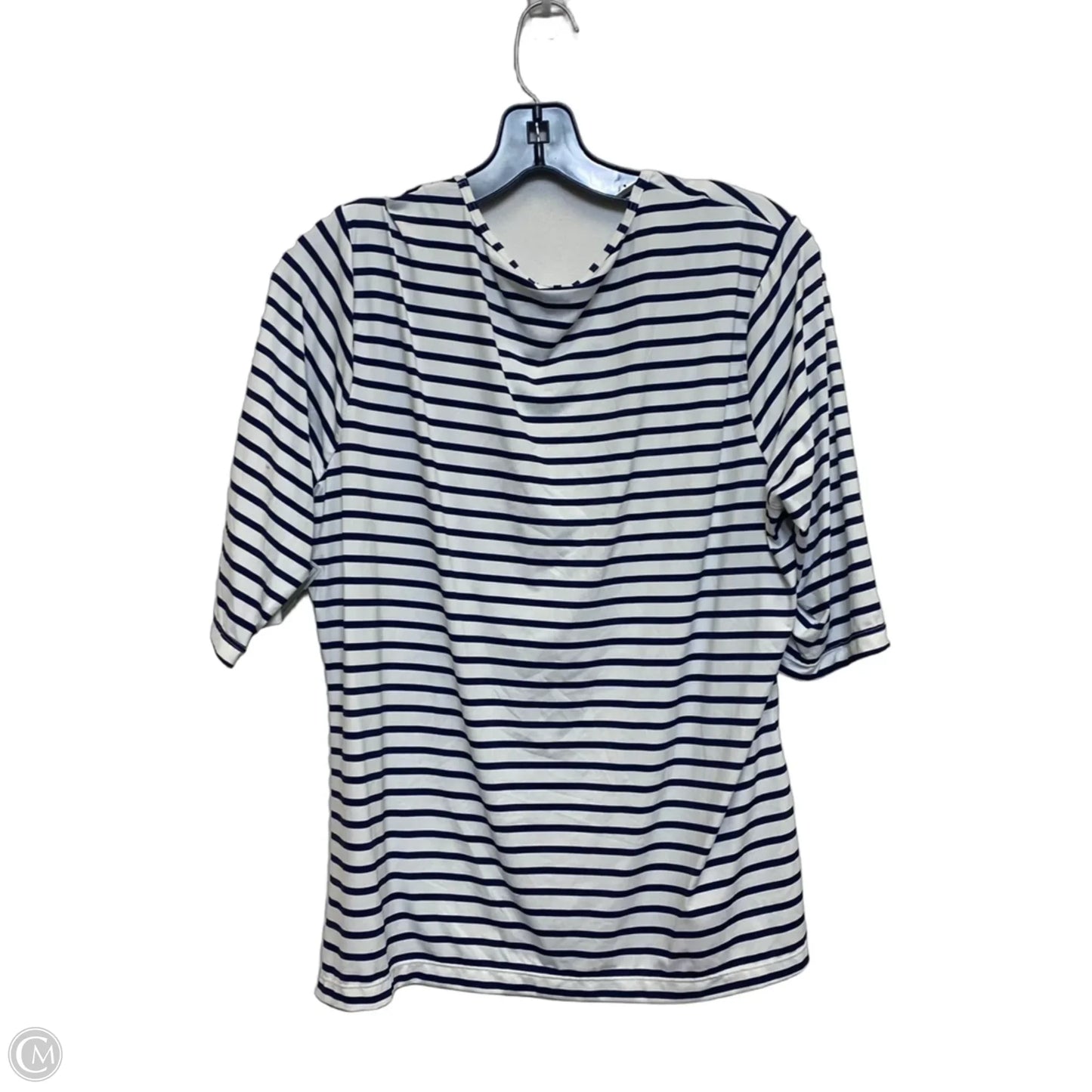 Top Short Sleeve By Lands End In Blue & White, Size: L