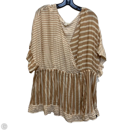 Top Short Sleeve By Cato In Brown & Cream, Size: 3x