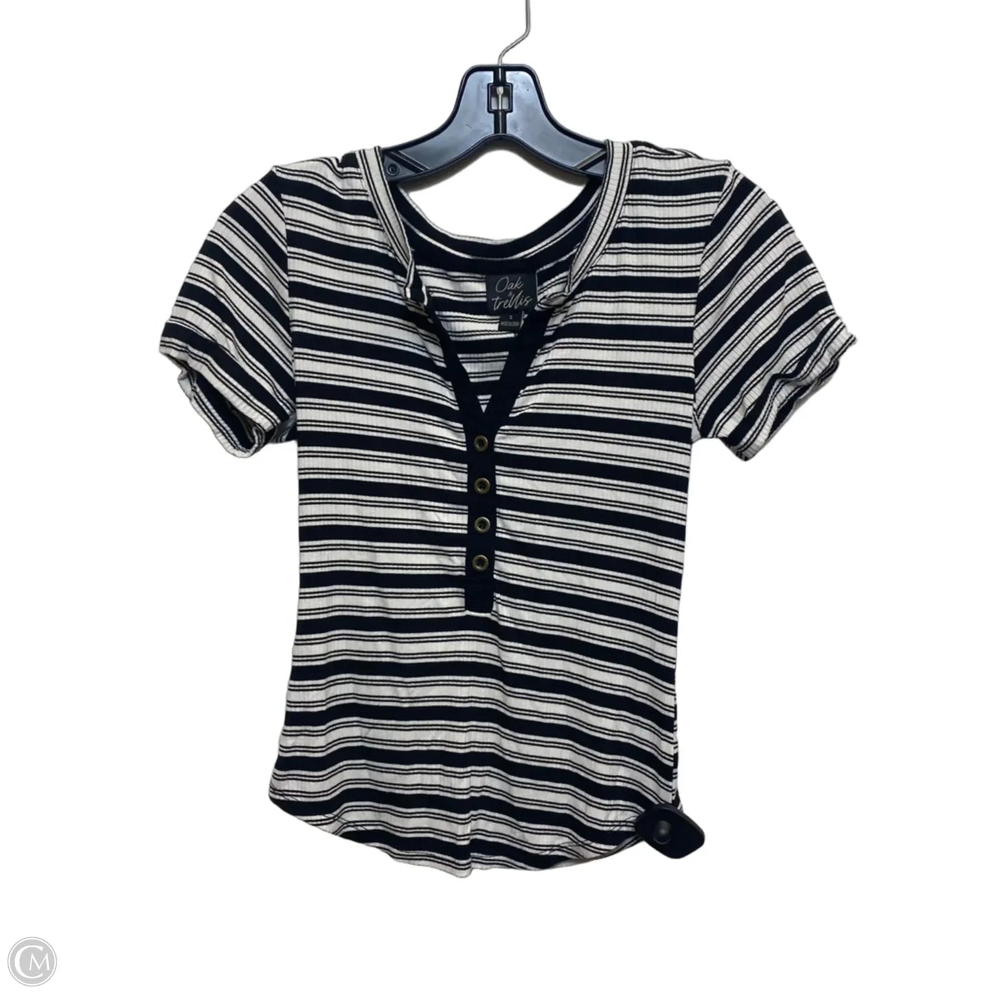 Top Short Sleeve By Oak & Trellis In Black & White, Size: S