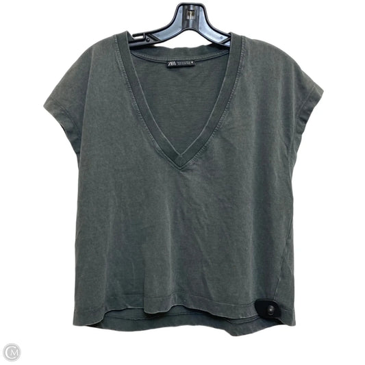 Top Short Sleeve By Zara In Grey, Size: M