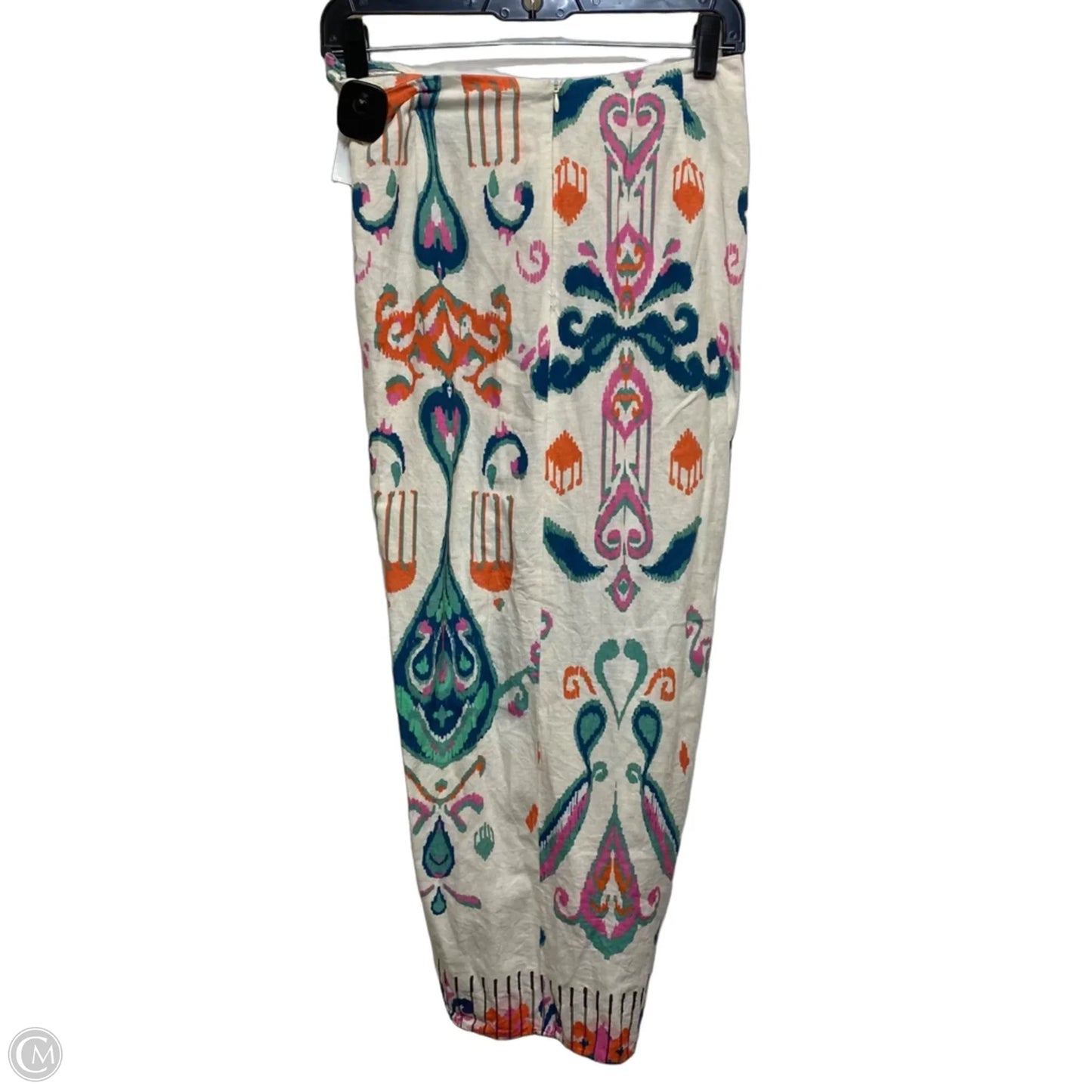 Skirt Midi By Zara In Cream & Orange, Size: S
