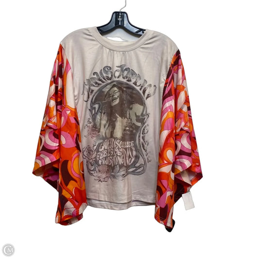 Top Short Sleeve By Cmc In Cream & Orange, Size: M