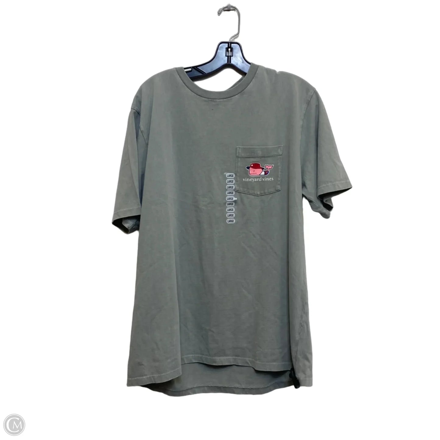 Top Short Sleeve Designer By Vineyard Vines In Grey, Size: L