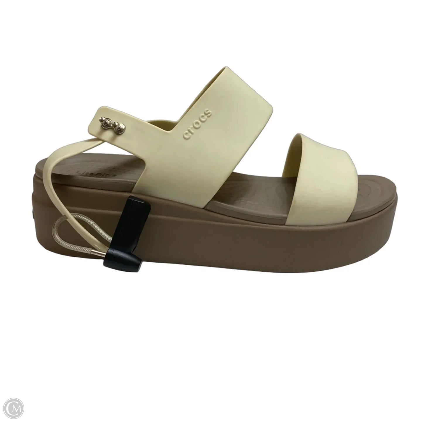 Sandals Heels Platform By Crocs In Cream, Size: 9