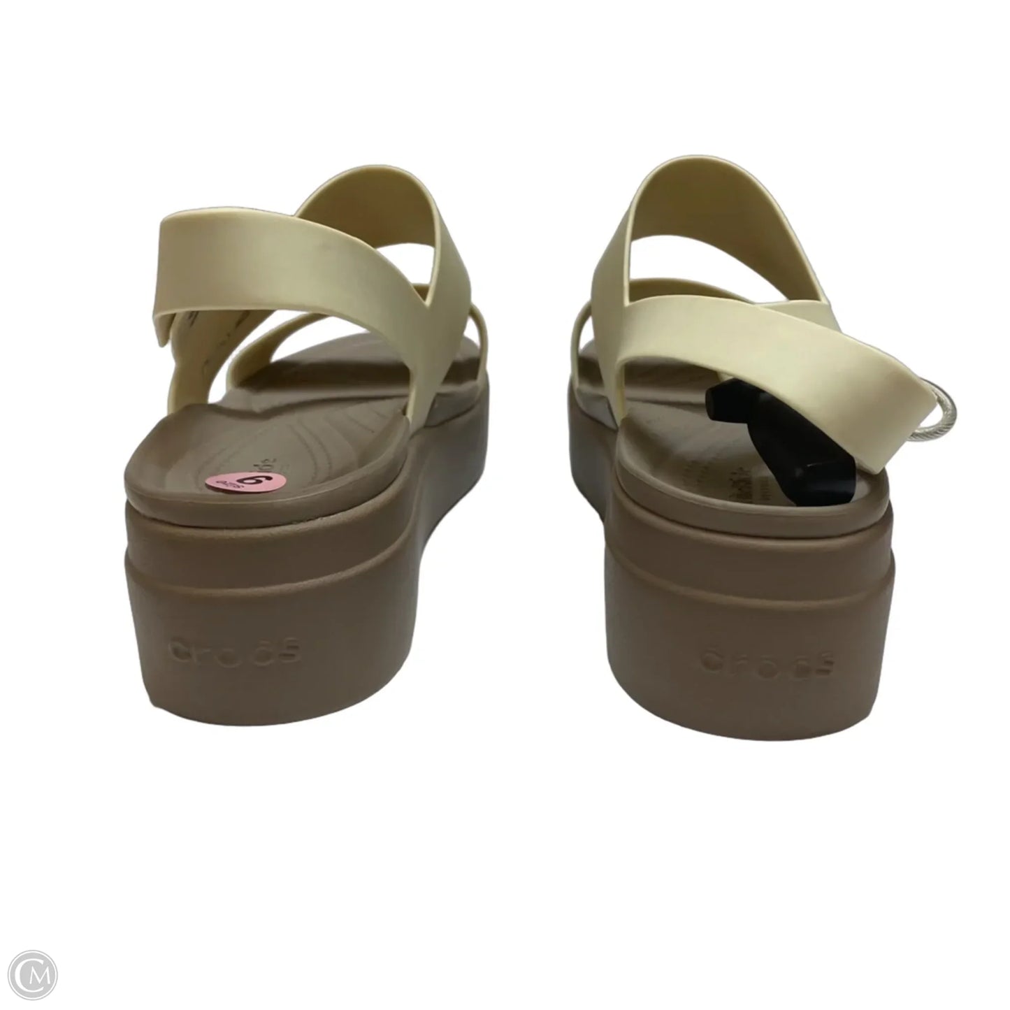 Sandals Heels Platform By Crocs In Cream, Size: 9