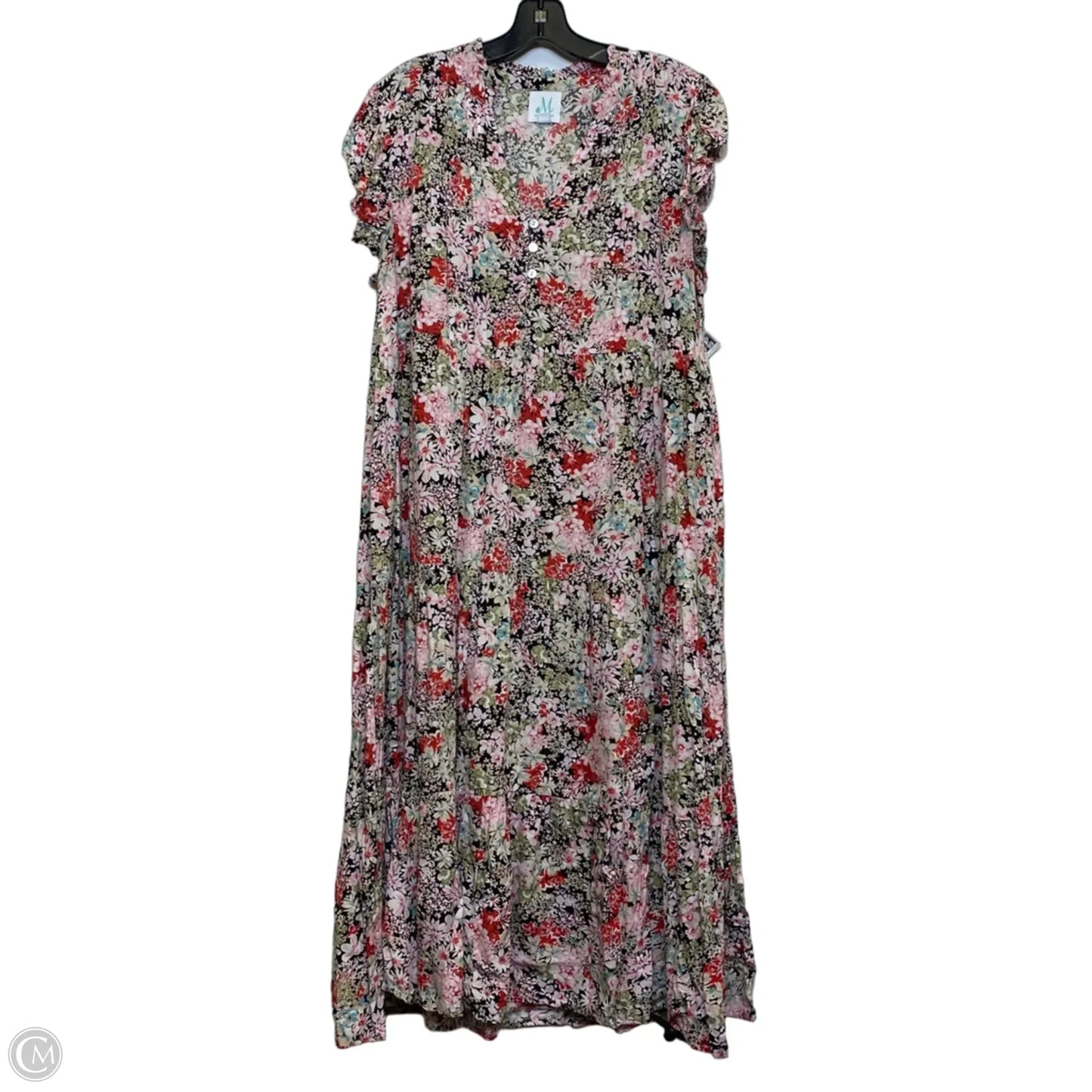 Dress Casual Maxi By Clothes Mentor In Black & Pink, Size: Medium