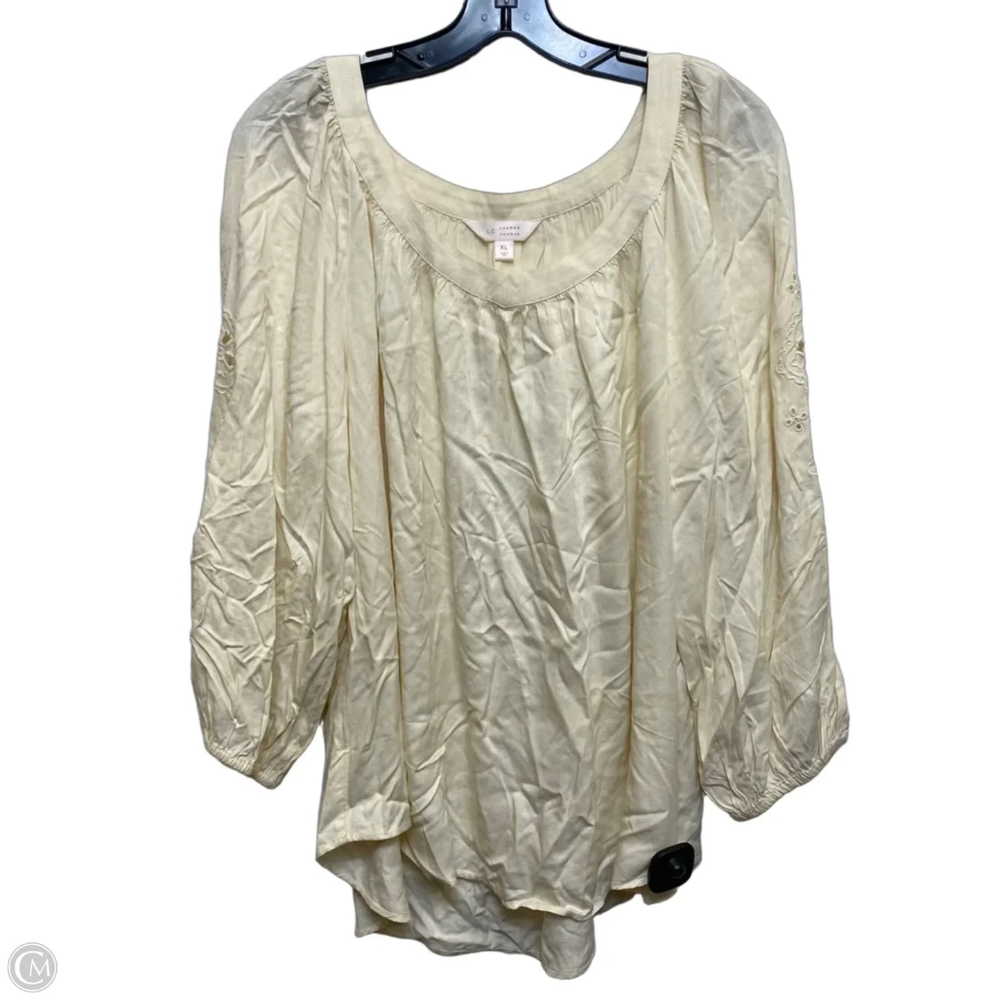 Top Short Sleeve By Lc Lauren Conrad In Cream, Size: Xl
