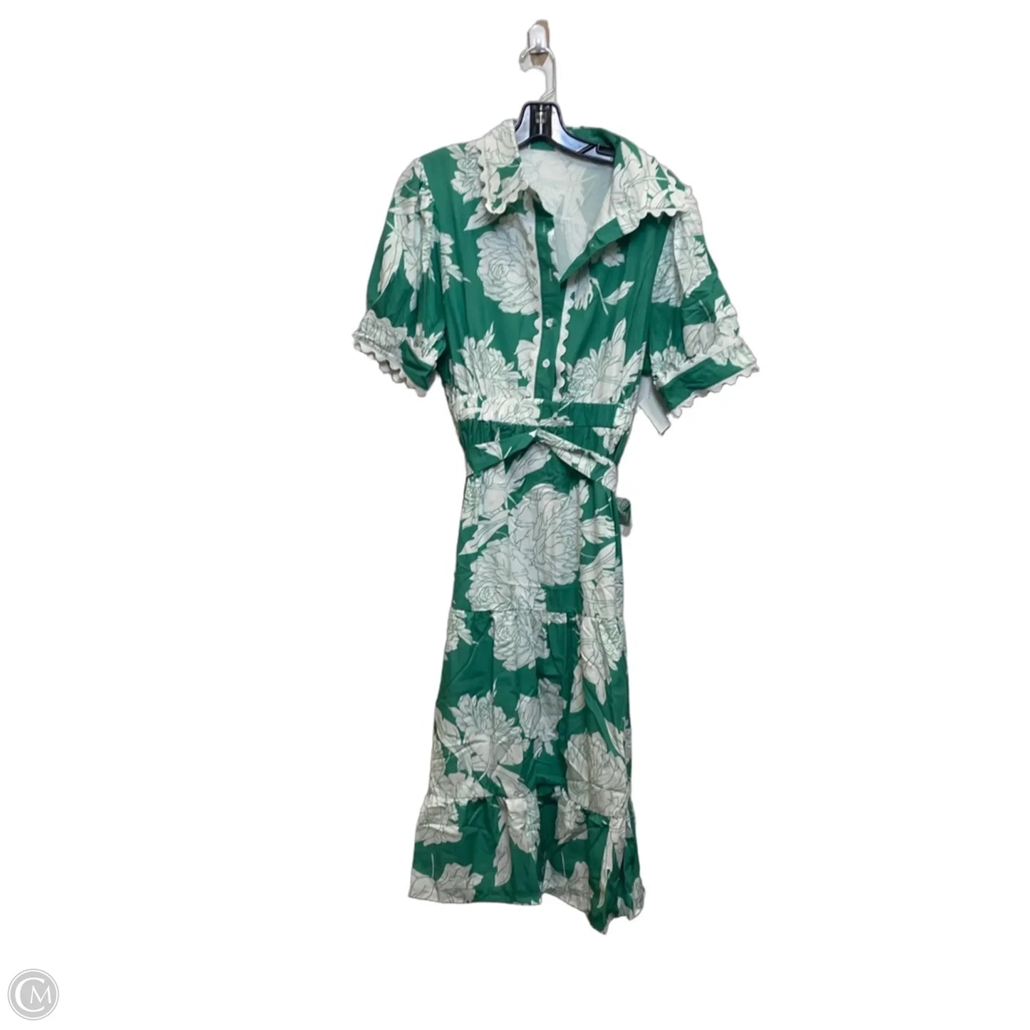 Dress Casual Maxi By Cmf In Green & White, Size: M