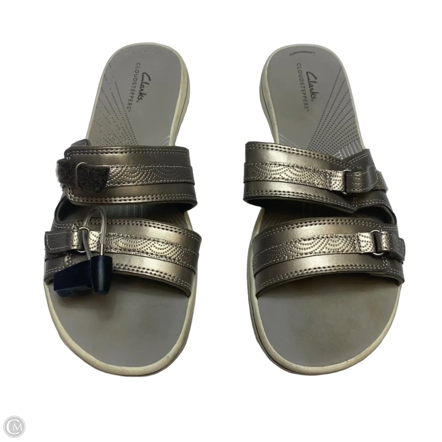 Sandals Flats By Clarks In Silver, Size: 10