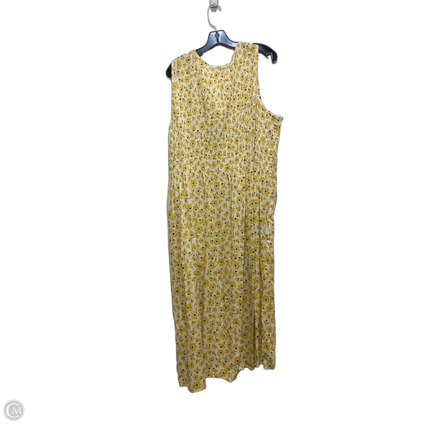 Dress Casual Maxi By Croft And Barrow In White & Yellow, Size: 3x