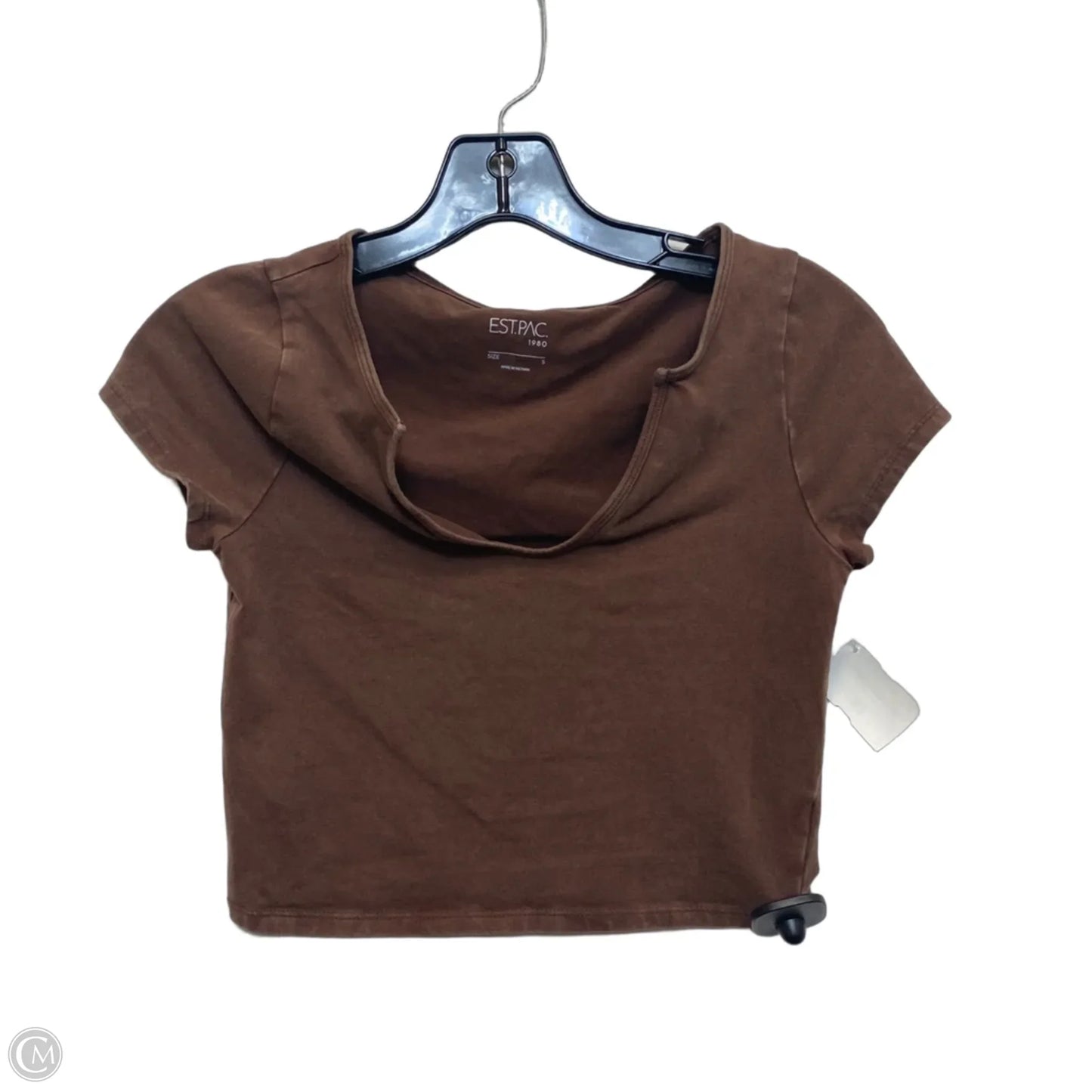Top Short Sleeve By EST.PAC In Brown, Size: S