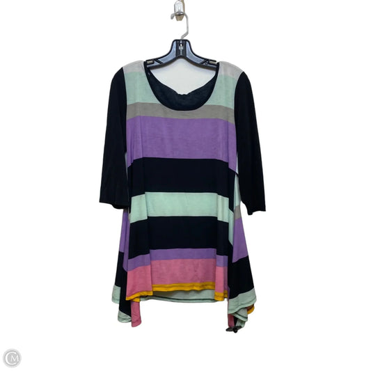 Top 3/4 Sleeve By Emerald In Black & Green, Size: L