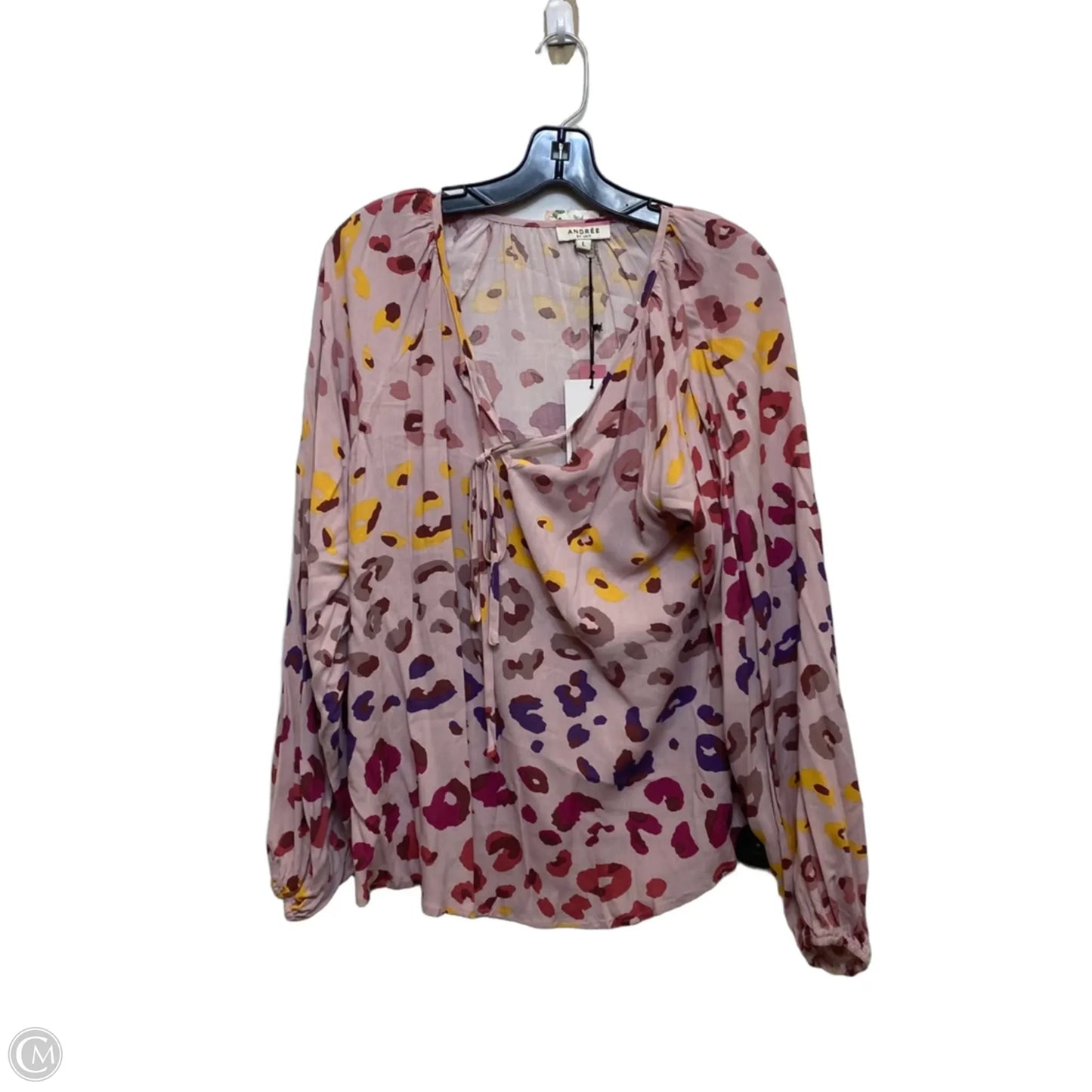 Top Long Sleeve By Andree By Unit In Pink & Purple, Size: L