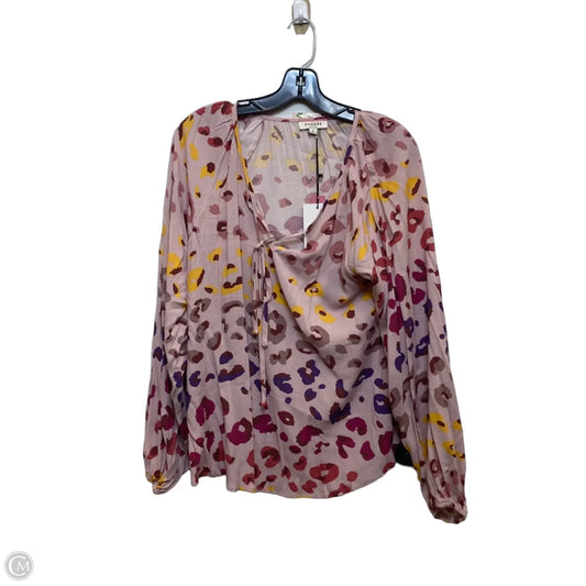 Top Long Sleeve By Andree By Unit In Pink & Purple, Size: L