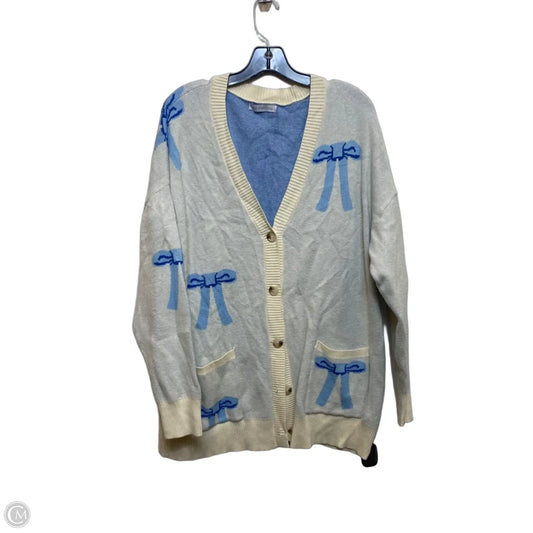Cardigan By Miss Sparkling In Blue & Cream, Size: S