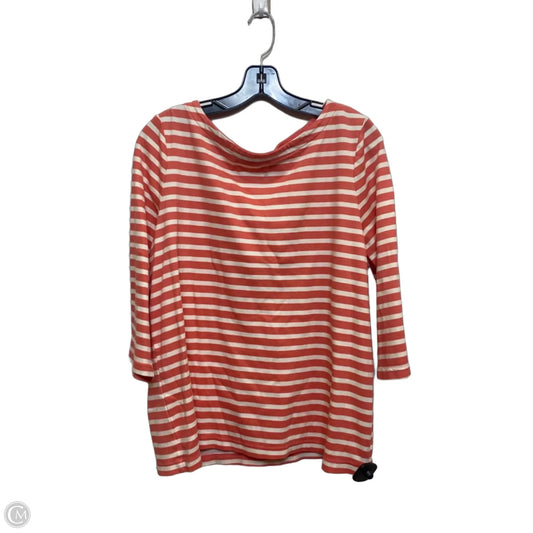 Top 3/4 Sleeve By Croft And Barrow In Orange & White, Size: Xxl