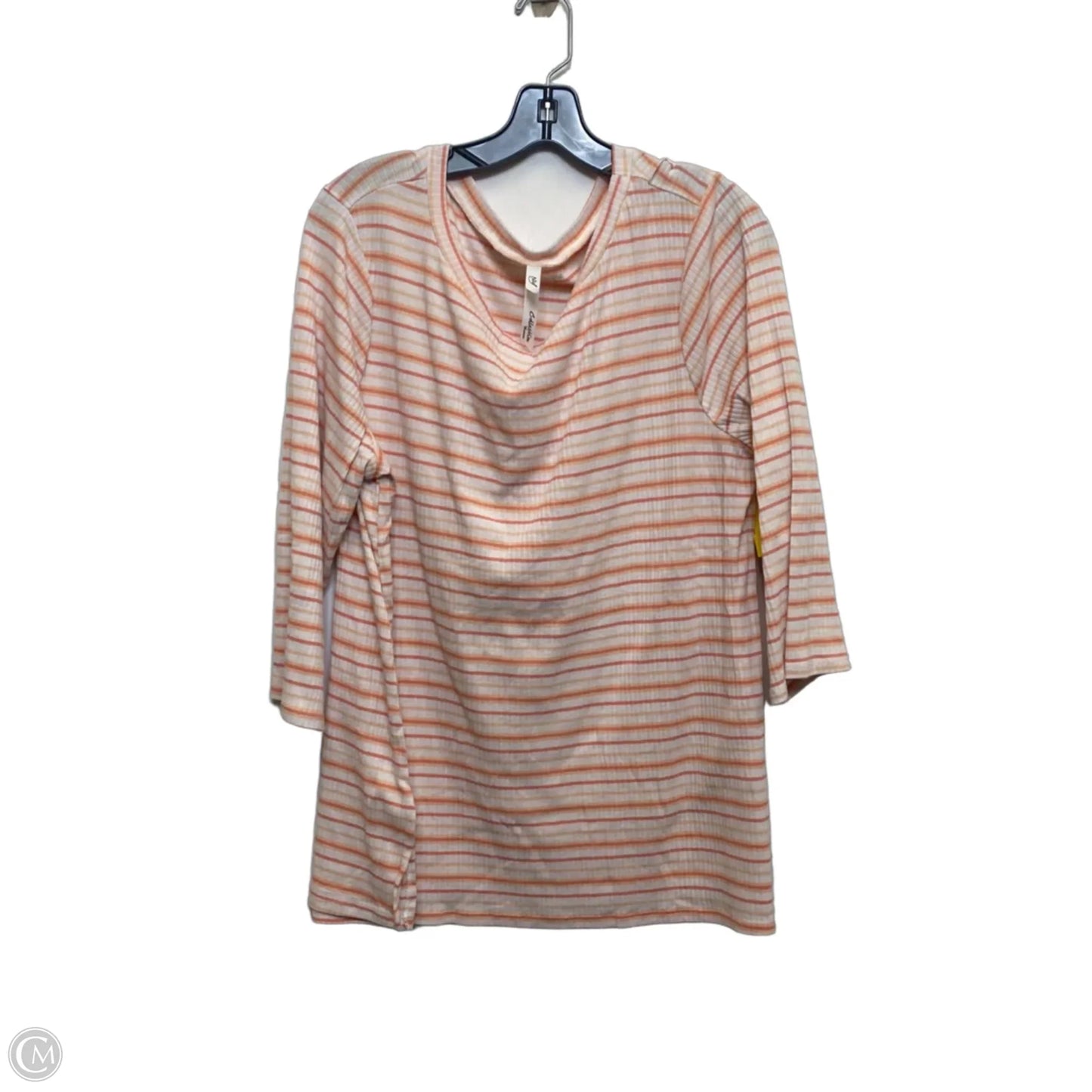 Top Long Sleeve By Ny Collection In Orange & White, Size: 1x