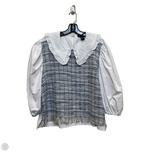 Top 3/4 Sleeve By 18 Centimeters In Blue & White, Size: 2x