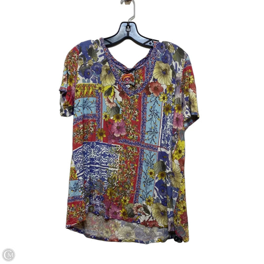 Top Short Sleeve Designer By Johnny Was In Multi-colored, Size: Xl