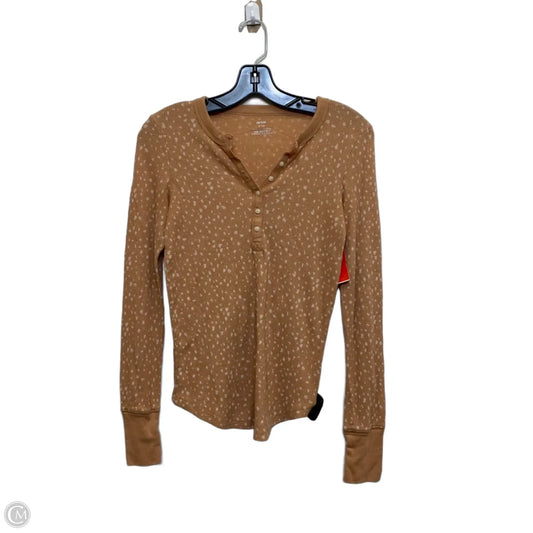 Top Long Sleeve By Aerie In Brown & Cream, Size: S