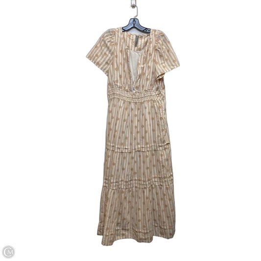 Dress Casual Maxi By Anthropologie In Tan & White, Size: L