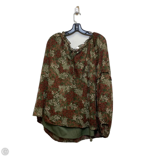 Top Long Sleeve By Wonderly In Green & Red, Size: 3x