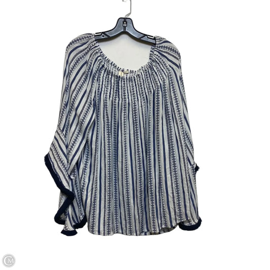 Top Long Sleeve By Studio West In Blue & White, Size: 2x