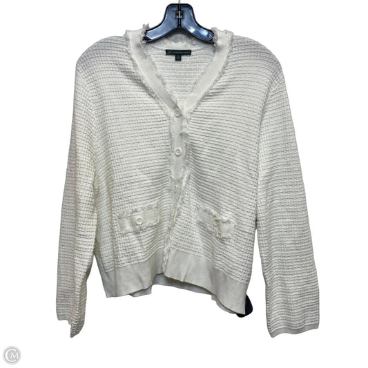 Sweater Cardigan By Adrianna Papell In White, Size: Xl