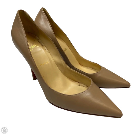 Shoes Luxury Designer By Christian Louboutin In Tan, Size: 9.5