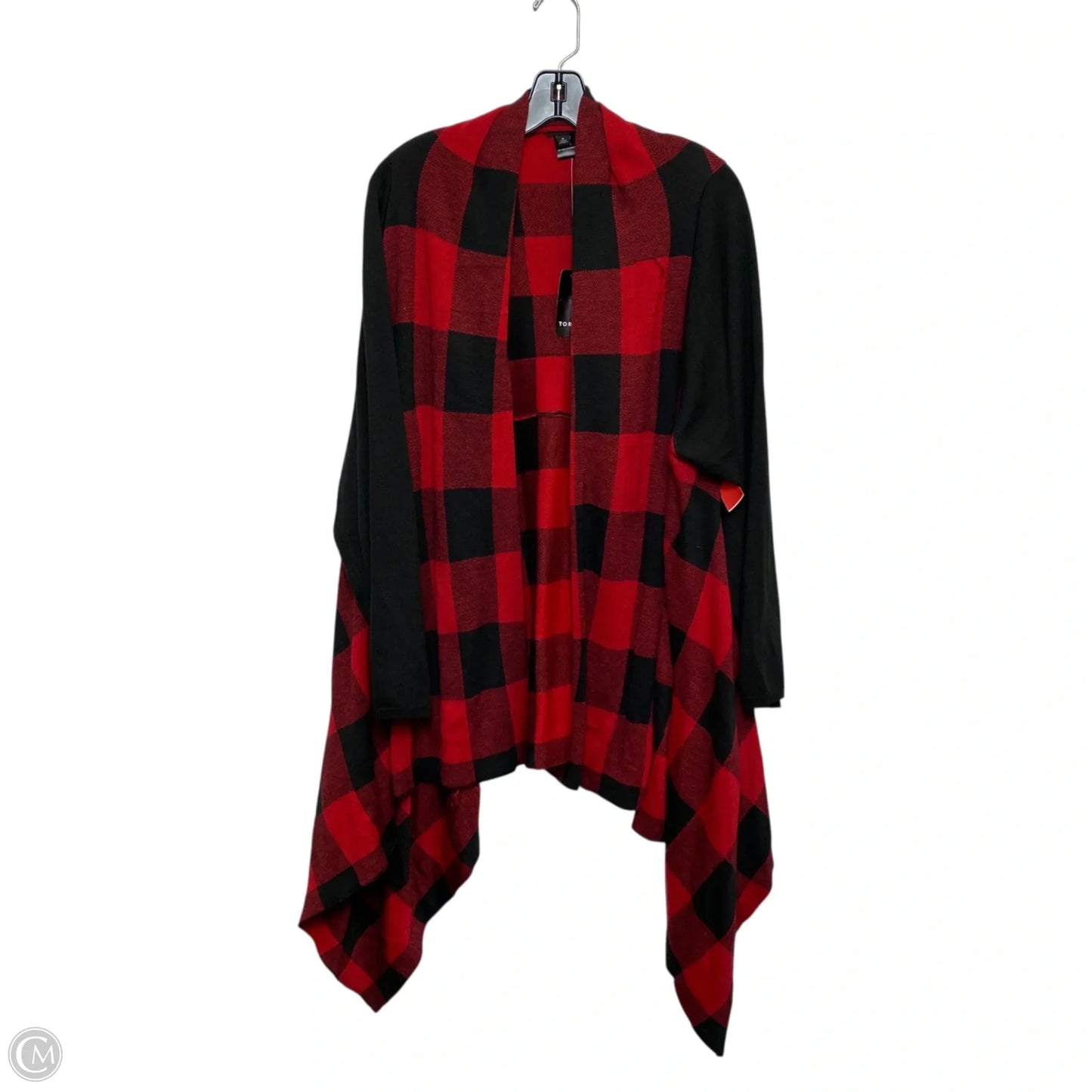 Sweater Cardigan By Torrid In Black & Red, Size: 4x