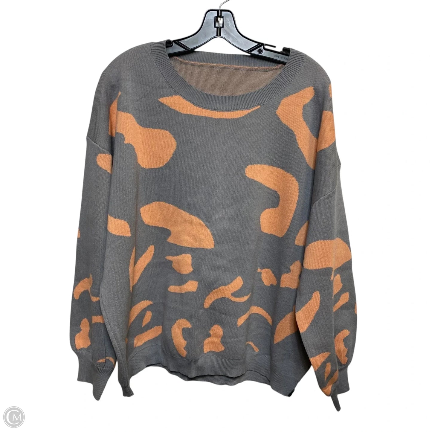 Sweater By Shein In Grey & Orange, Size: 3x