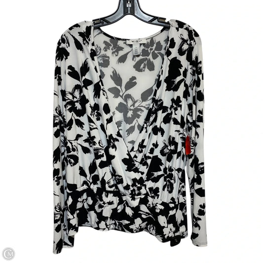 Top Long Sleeve By White House Black Market In Black & White, Size: L