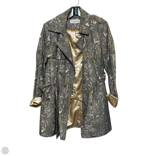 Coat Trench Coat By Calvin Klein In Snakeskin Print, Size: M