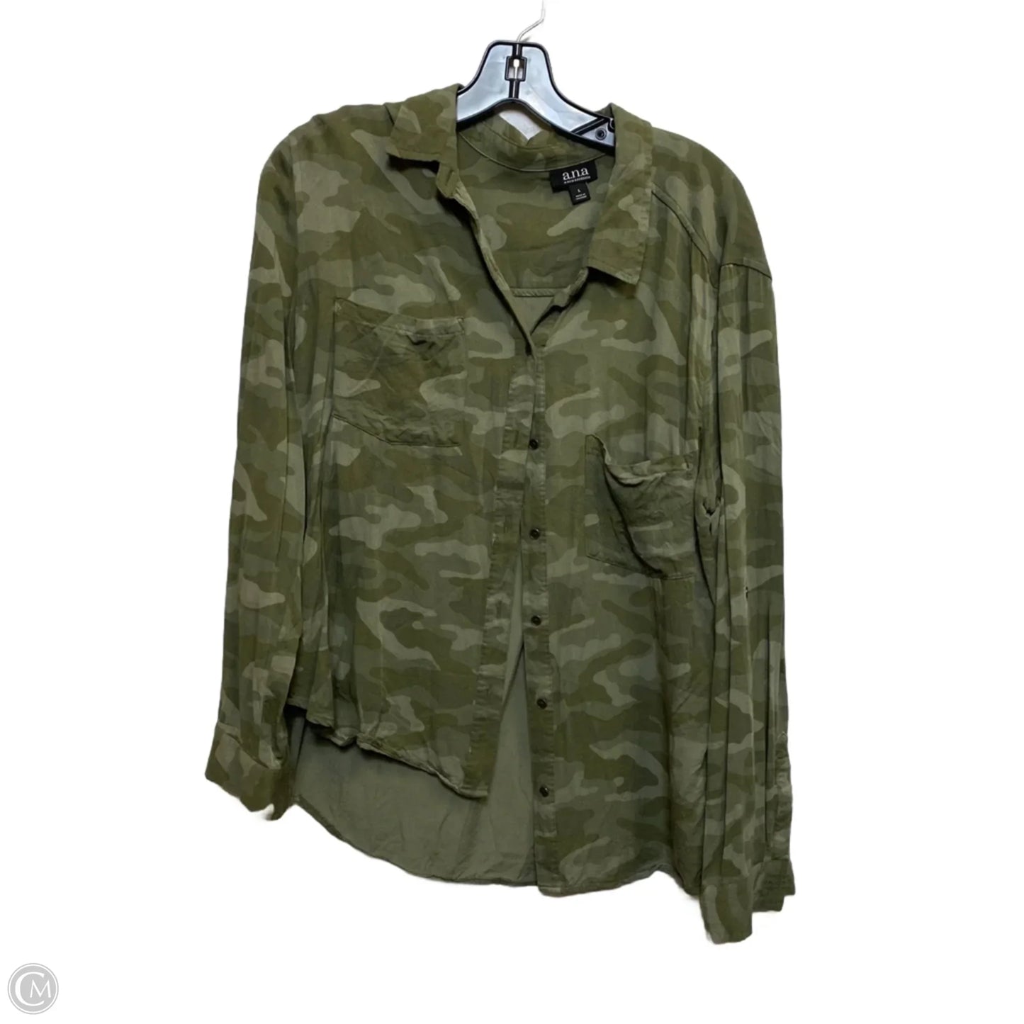 Top Long Sleeve By Ana In Green, Size: L