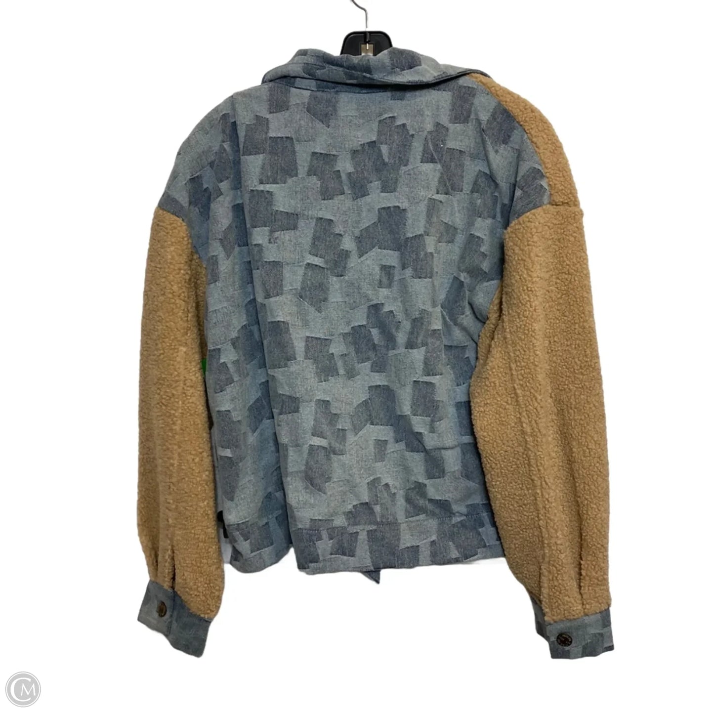 Jacket Faux Fur & Sherpa By Miss Me In Blue & Cream, Size: S