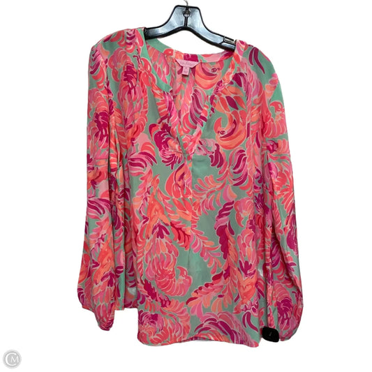 Top Long Sleeve Designer By Lilly Pulitzer In Orange & Pink, Size: Xl