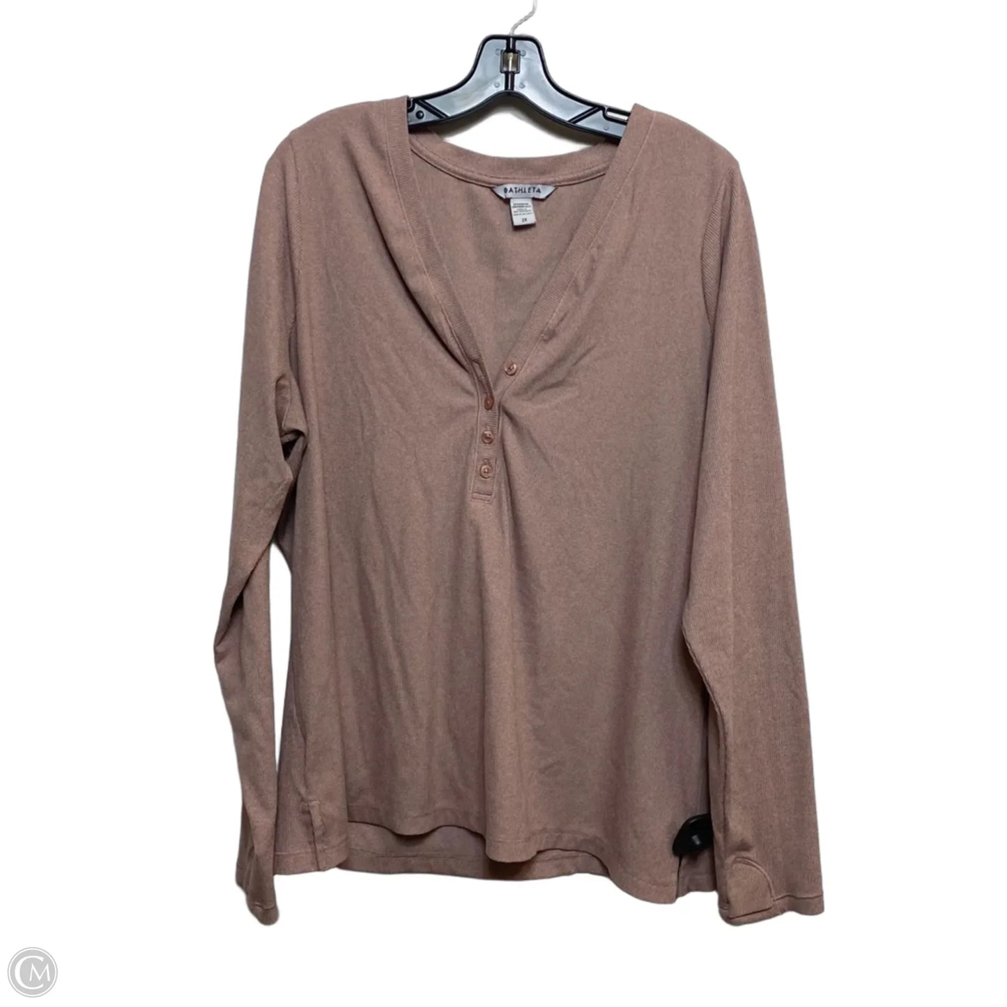 Athletic Top Long Sleeve Crewneck By Athleta In Pink, Size: 2x