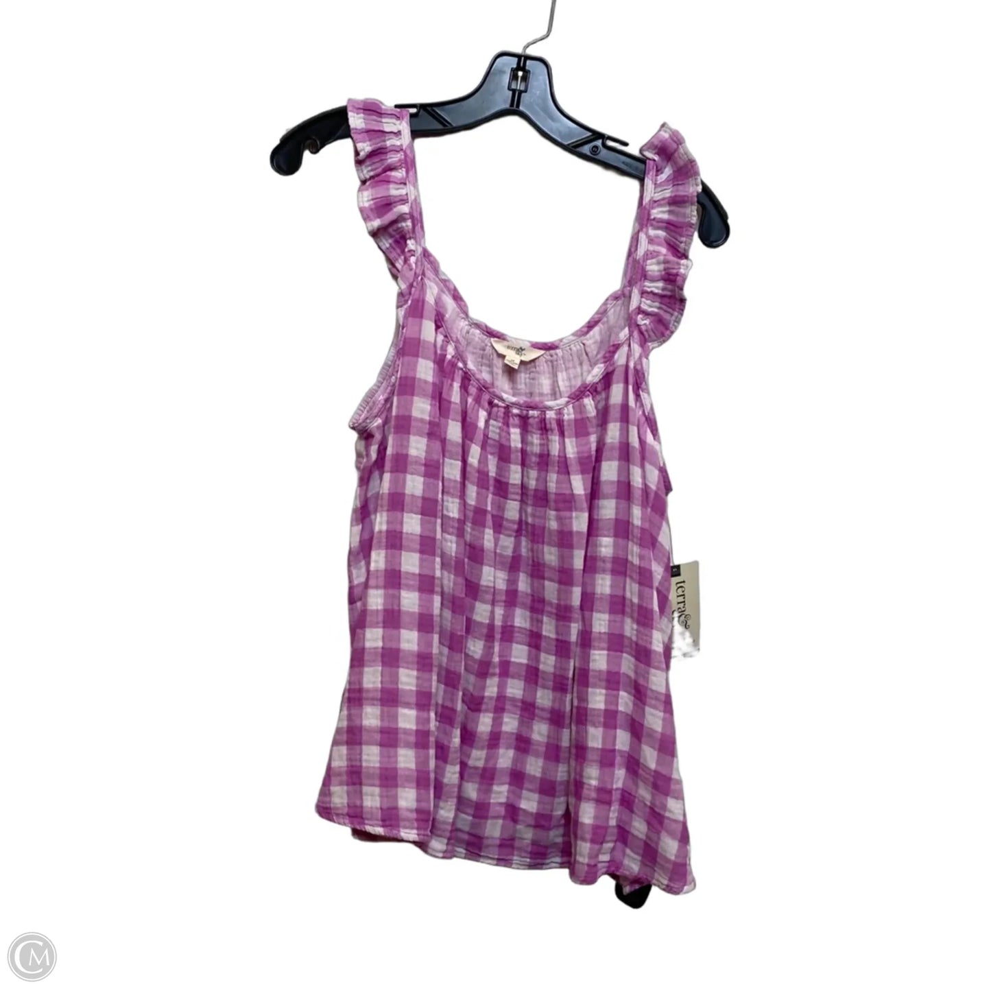 Top Sleeveless By Terra & Sky In Purple & Tan, Size: 1x