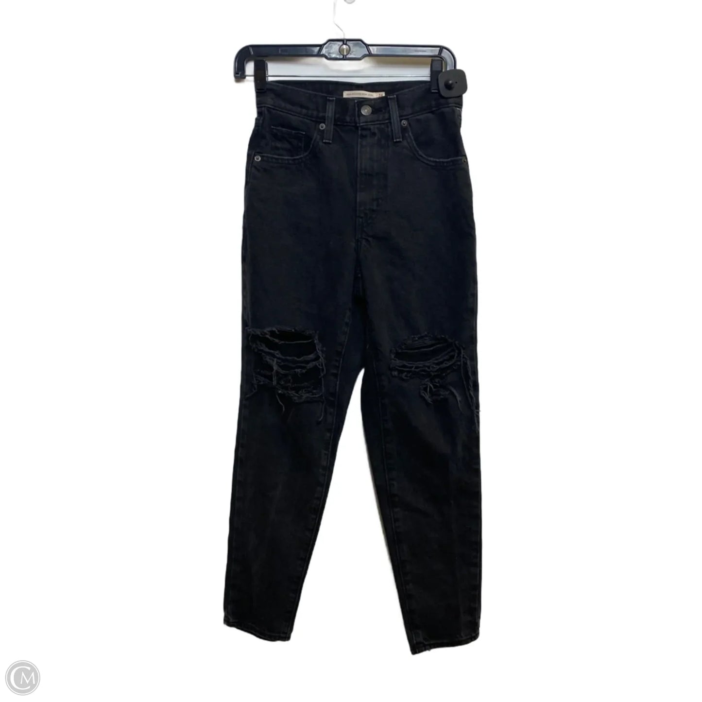 Jeans Straight By Levis In Black Denim, Size: 0