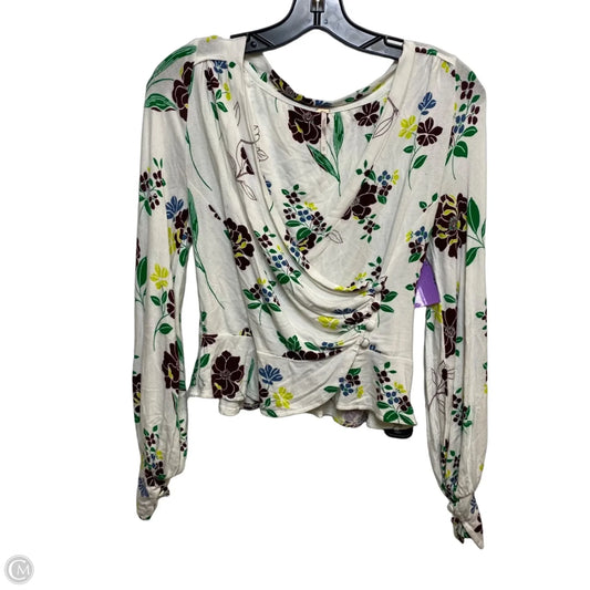 Top Long Sleeve By Free People In Green & White, Size: Xs